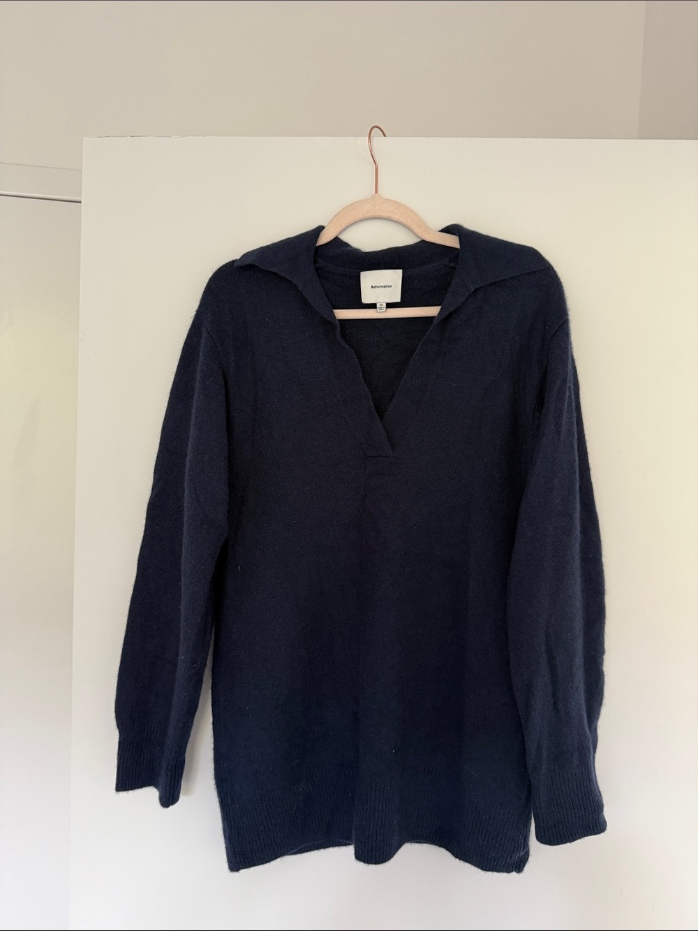 Classic Navy Collared Women's dress 100% cashmere